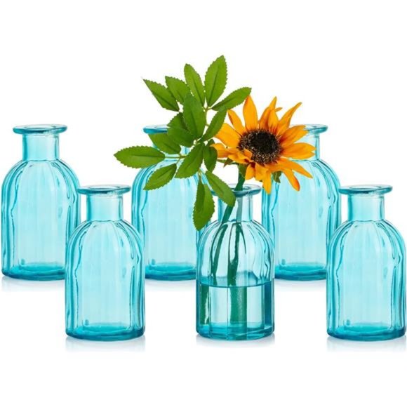 Accents Glasseam Bud Vases For Centerpieces Ribbed Glass Blue Vase